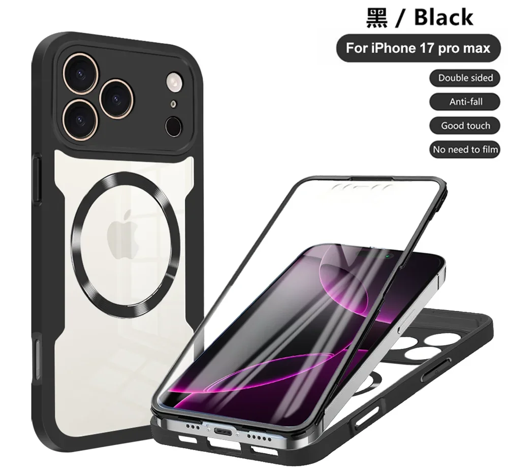 Magnetic 360° Clear iPhone Case - Full Protection with Screen Film Cover for Pro & Pro Max Models