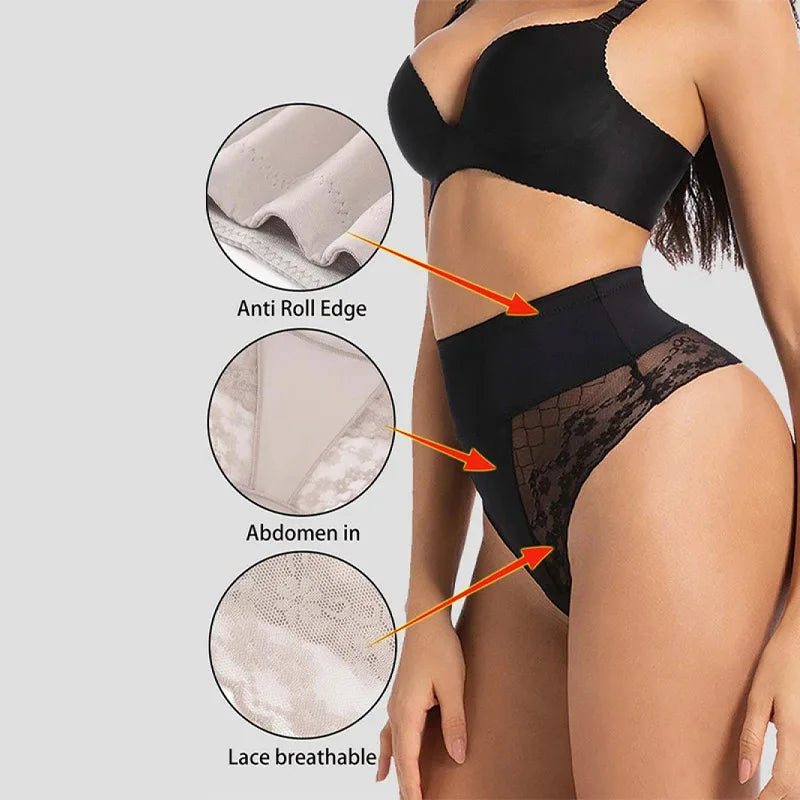 Women's High-Waist Shapewear Thong - Flat Belly Butt Lifter Slimming Body Shaper Underwear