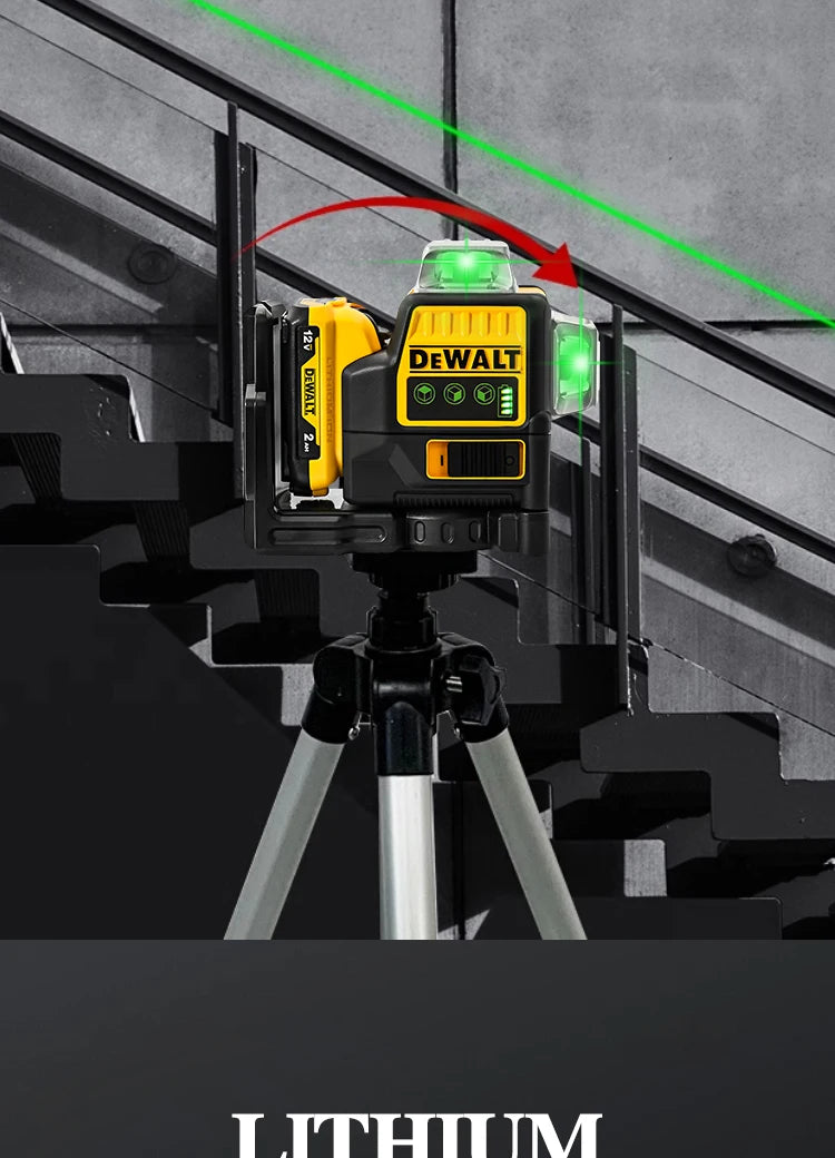 Dewalt DW089LG Laser Level – 12-Line 360° Vertical Laser with 12V Lithium Battery for Outdoor Use