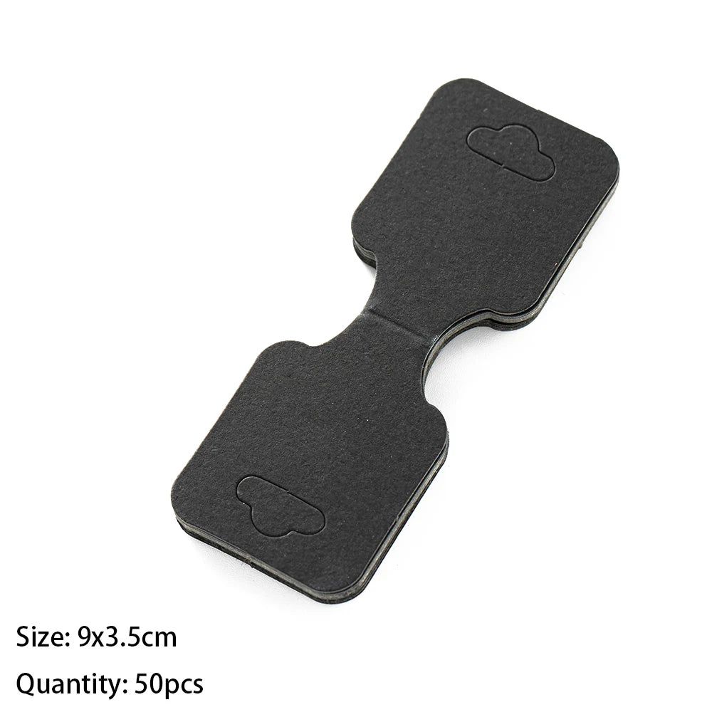 50PCS Blank Jewelry Display Cards — Foldable Adhesive Price Tag Holders for Necklaces & Bracelets, Small Business Packaging Supplies