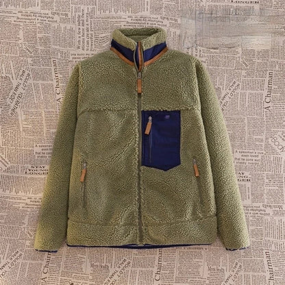 Motorcycle Outdoor Wool Jacket – Unisex Double-Sided Thick Plush Rider Suit, Windproof & Warm Lambing Wool Fashion Jacket