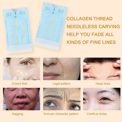 Collagen Protein Threads for Face Care – Needle-Free Gold Absorbent Anti-Aging Skincare Lines for Women