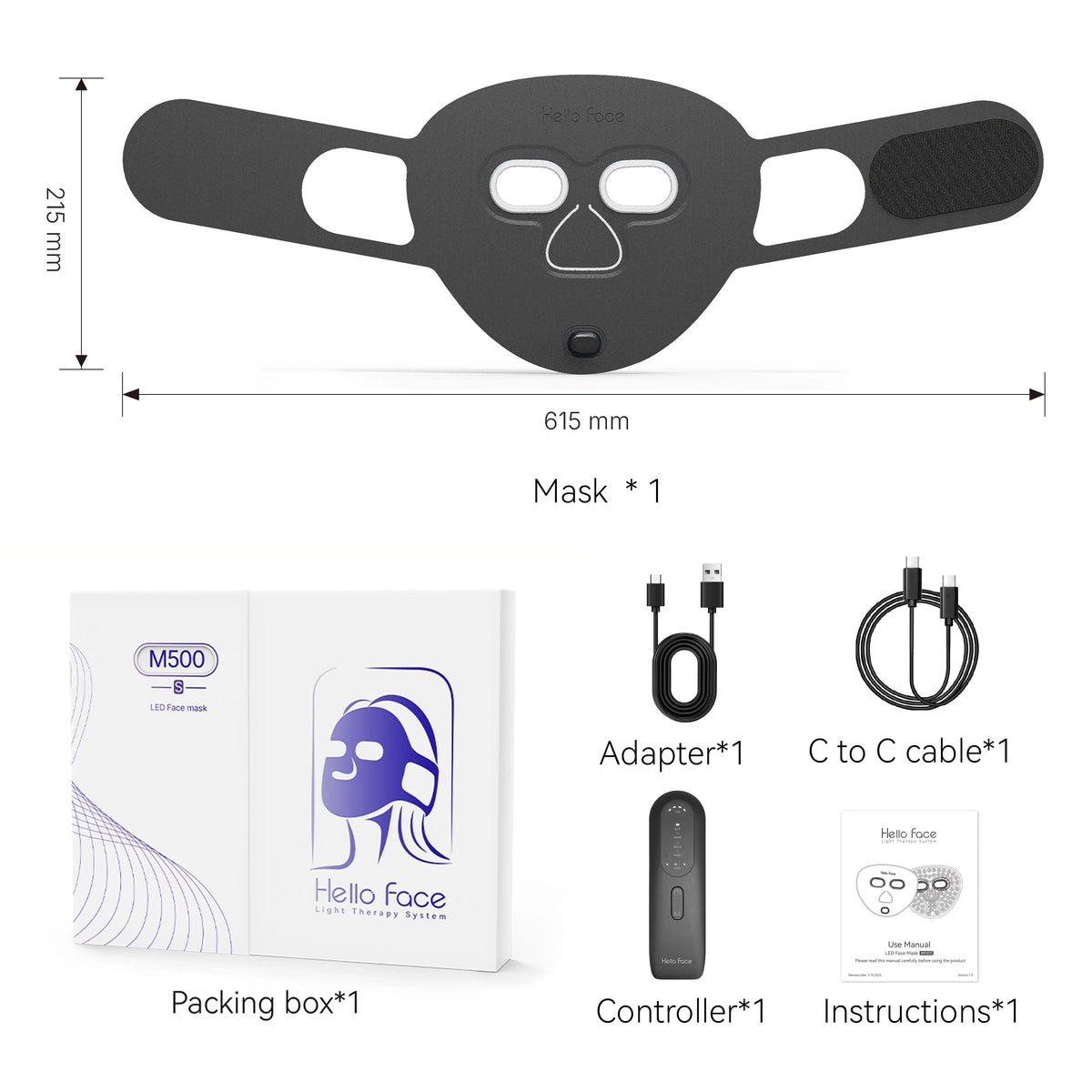 Hello Face Red & Near-Infrared Light Mask - Wireless Ultra-Light Facial Mask for Professional-Style Skincare