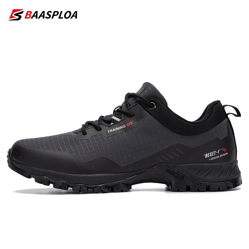 Baasploa Men's Waterproof Hiking Shoes – Anti-Skid, Wear-Resistant Outdoor Sneakers for Travel & Sports