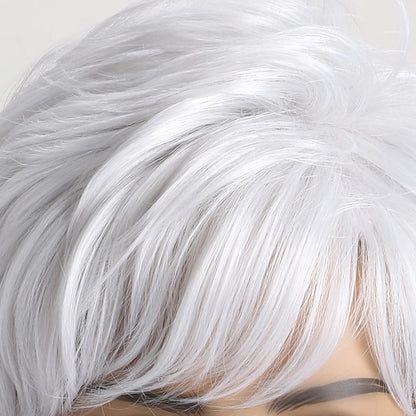 Short Natural Straight White Wig for Women – Heat-Resistant Daily & Party Wig