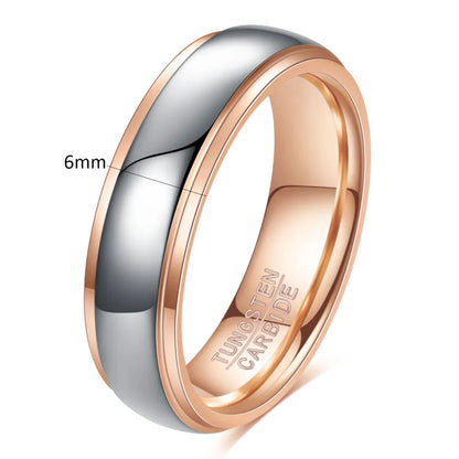 Classic 4/6mm Tungsten Wedding Band – Rose Gold Curved Stainless Steel Ring for Men & Women Couples Jewelry