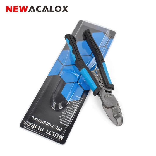 NEWACALOX 7" Multitool Pliers Set - Heavy-Duty Wire Stripper, Crimper & Cutter Hand Tool