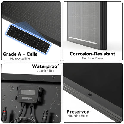 Rvpozwer N-Type Mono Solar Panel - 400W/200W/100W High Efficiency Waterproof Module for RV Marine Yacht Camping & Off Grid Power