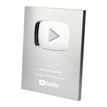 Blank YouTube Creator Award Plaque - Customizable Play Button Trophy for Creators