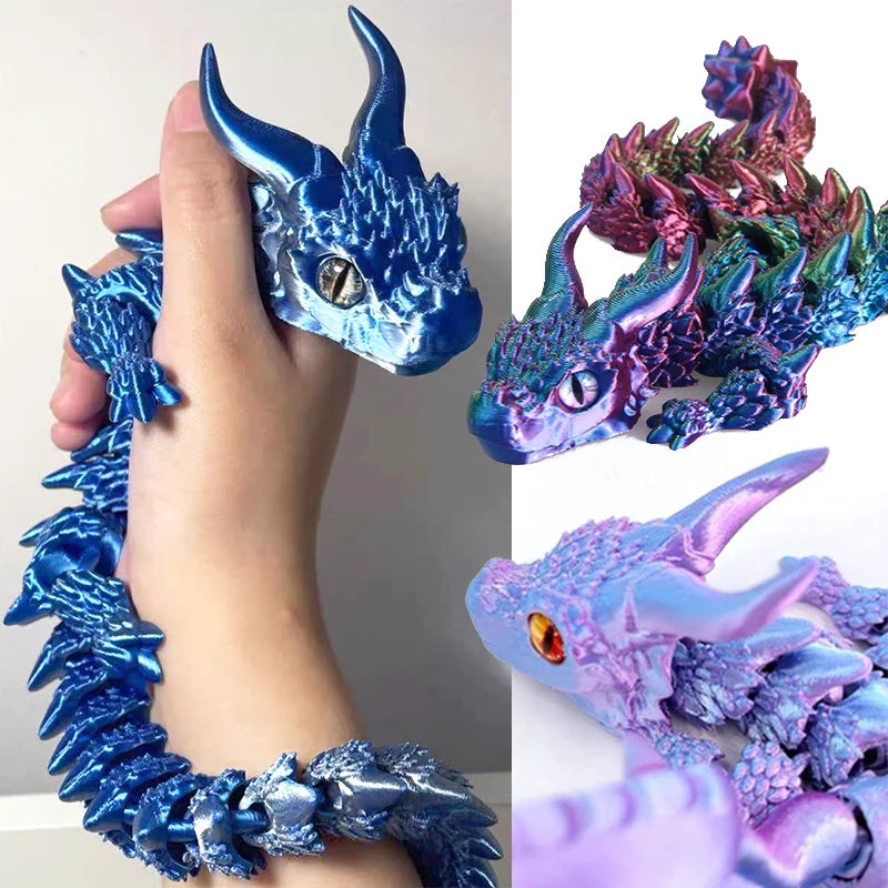 3D Printed Movable Dragon Fidget Toy – Rotatable Articulated Desktop Ornament & Gift for Kids & Adults