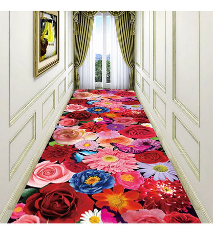 Luxury Classical Corridor Rug — Crystal Velvet Soundproof Washable Carpet for Villa & Hotel Hallway