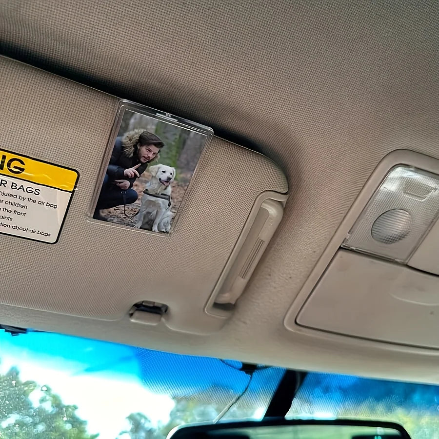 Custom Sun Visor Photo Clip - Personalized Scratch-Resistant Photo Frame with Tool-Free Installation