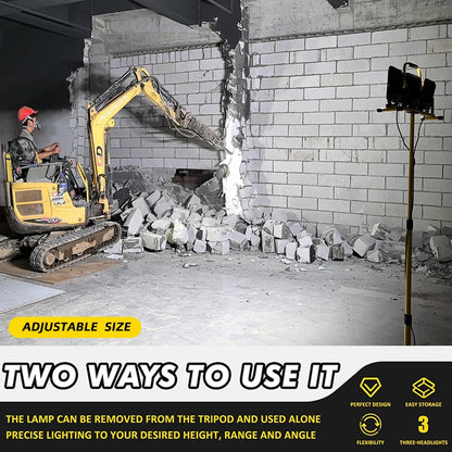 30000 Lumen LED Work Light - 3-Head Portable Flood Light with Stand