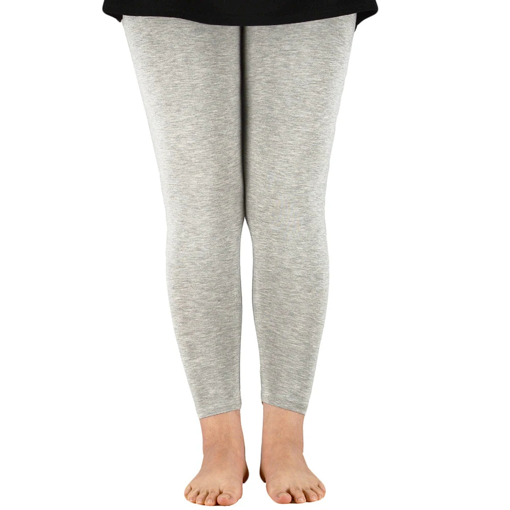 Women Bamboo Fiber Elastic Waist Leggings – Plus Size High Stretch Casual Workout Basic Pants Soft Comfortable Fitness Leggings