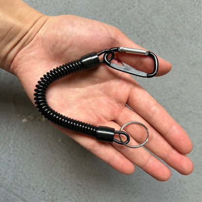 Tactical Retractable Spring Elastic Rope Security Gear Tool - Outdoor Anti-lost Phone Keychain & Fishing Lanyard for Hiking and Camping