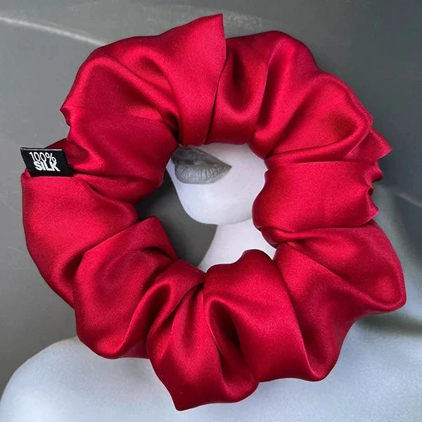 100% Mulberry Silk Hair Scrunchies – 19 Momme Elastic Hair Ties for Women & Girls, Large Soft Ponytail Holders Luxury Hair Accessories