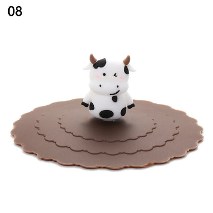 Cartoon 10cm Cute Silicone Cup Cover - Heat-Resistant, Leak-Proof, Dustproof Sealed Lid for Tea Cups