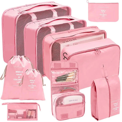7–10 Pc Travel Organizer Storage Bags Set – Portable Packing Cubes for Suitcase, Clothes, Shoes & Luggage Tidy Pouch