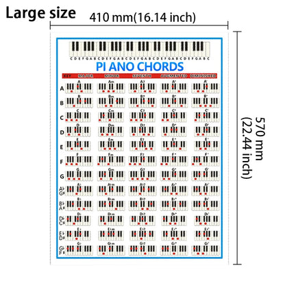 Laminated Piano Chord Chart Poster - 60 Keyboard Chords Learning Guide for Beginners & Musicians