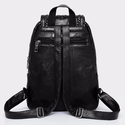 Women's Classic Black Waterproof Backpack - Multi-Function School and Travel Shoulder Bag