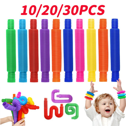 Colorful Telescopic Pop Tubes Fidget Toy Set (10–30PCS) – Sensory Stress Relief Toys for Adults & Kids