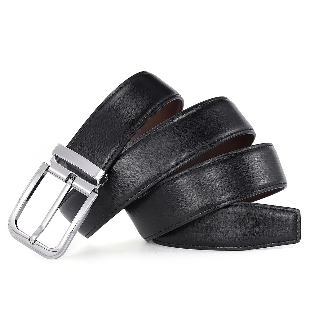Men’s Pin Buckle Cowskin Leather Belt – High-Quality Designer Waist Strap, Luxury Fashion Accessory