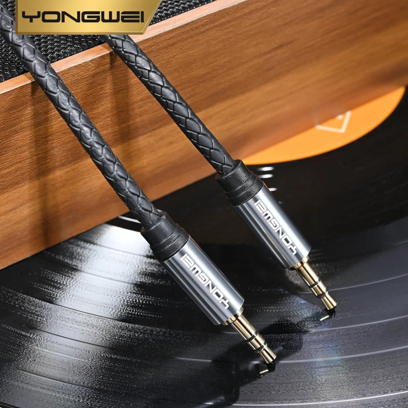 YONGWEI 3.5mm AUX Audio Cable - Straight to Curved Male-to-Male for Car, Mobile Phone, Computer, Speaker and Headset Extension