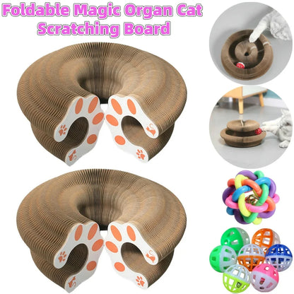 Magic Organ Cat Scratcher Toy – Round Corrugated Scratch Board for Cats, Claw Grinding Accessories (1/2pcs)