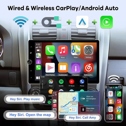 10 Inch Android 15 Car Stereo - Universal Double DIN Rotatable Touchscreen with Wireless CarPlay, GPS, Bluetooth, WiFi & Backup Camera Support