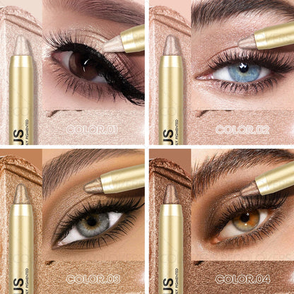 Dual-Ended Waterproof Eyeshadow Stick – Smudge-Proof Glitter and Matte Eye Makeup with Sponge Applicator