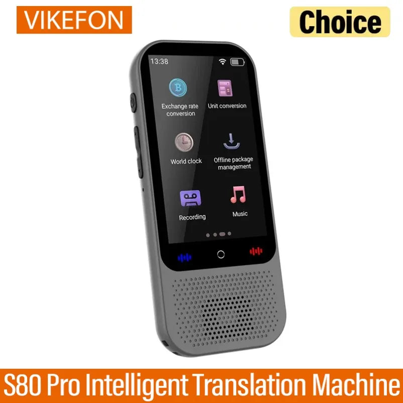 S80 Pro AI Translator Device – 138 Languages, Real-Time & Offline Translation, Voice & Photo Translator, Intelligent Recording Smart Chat Translator Machine