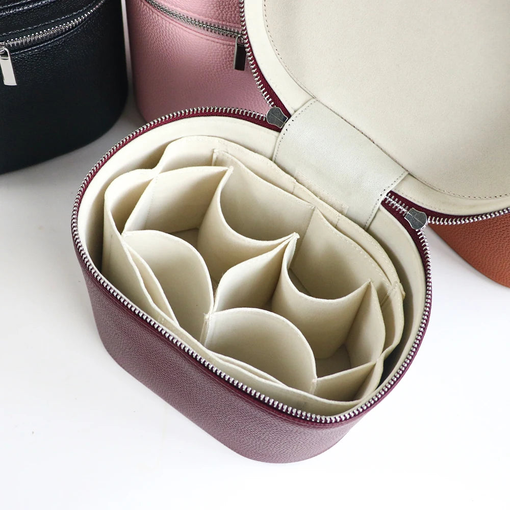 Custom Name Cosmetic Bag - Portable Large Capacity PU Leather Makeup Organizer with Internal Storage Box for Travel