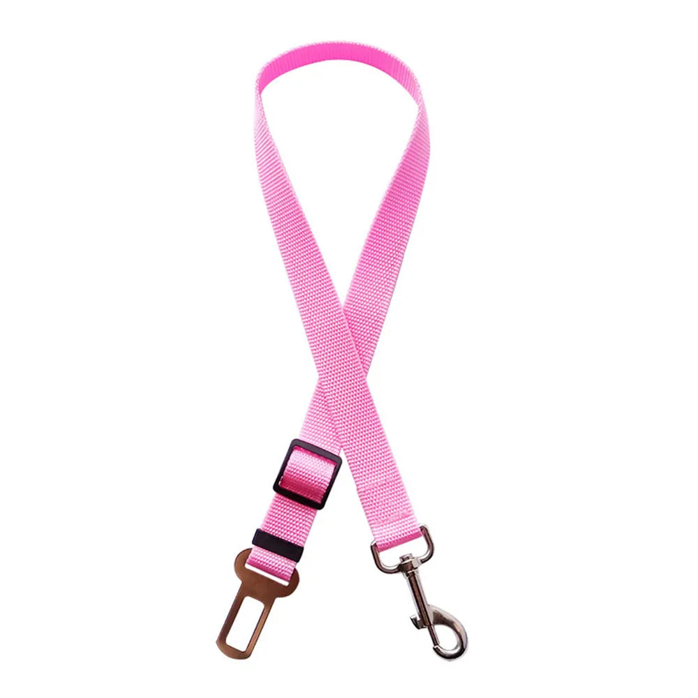 Adjustable Dog Car Seat Belt Harness – Nylon Reflective Elastic Safety Strap with Cushioning for Pet Travel