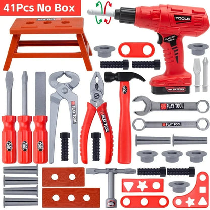 Pretend Tool Kit Toy Set - 38/41 PCS Kids Plastic Repair & Construction Tools for Toddler Boys Gift