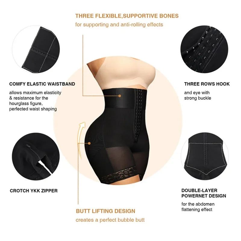AfruliA Purple BBL Shorts – Colombian Fajas Shapewear Waist Trainer Corset Body Shaper Control Panties Lifter