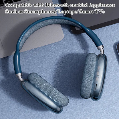 P9 Wireless Bluetooth Headphones with Mic - Noise Cancelling Headsets, Stereo Sound Earphones for Sports Gaming, Supports TF