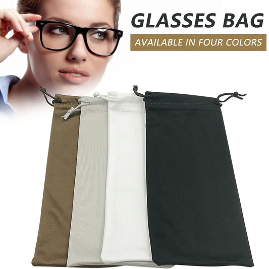 Microfiber Glasses Pouch – Soft Drawstring Eyewear Case 9×18cm, Solid Color Elastic Fabric Organizer
