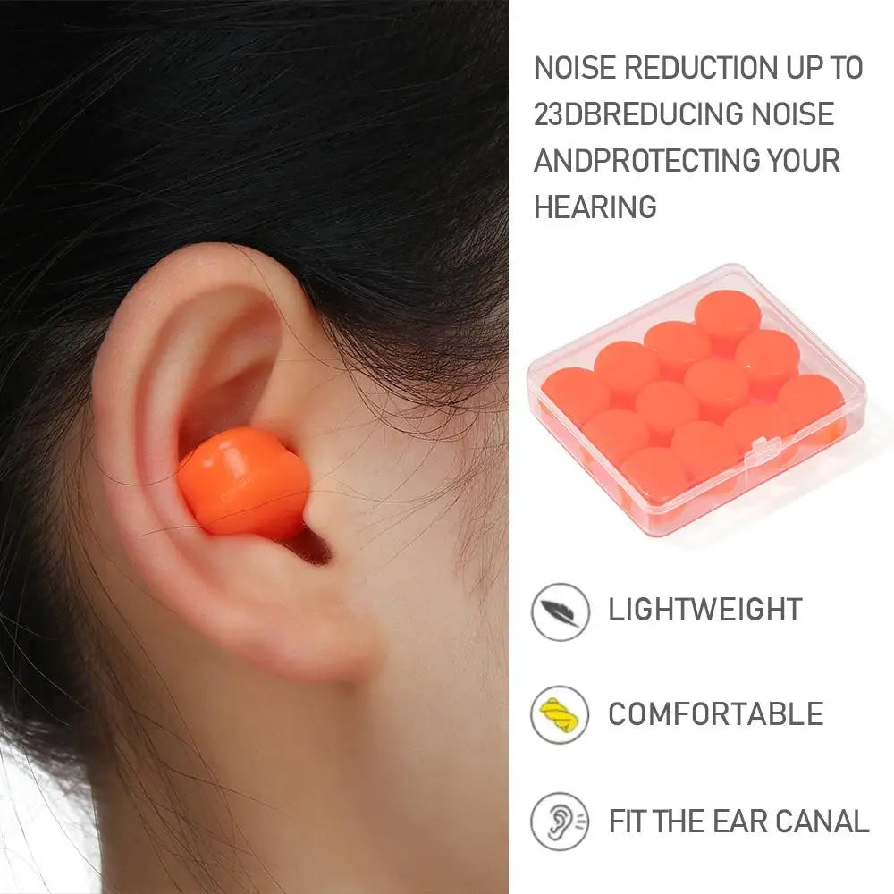 6 Pairs Soft Silicone Earplugs – Waterproof Anti-Noise Earbuds, Reusable Soundproof Ear Protection for Swimming & Hearing Safety