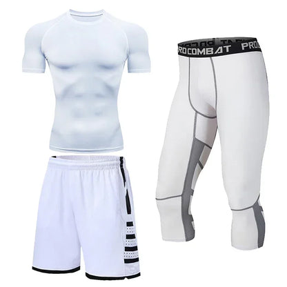 Men's Running Tracksuit Set - Compression Fitness Sportswear With Leggings, Gym Tights & Training Sweatpants