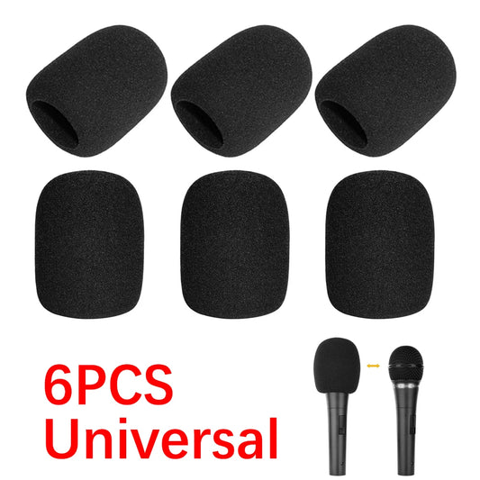 6pcs Microphone Foam Covers - High Density Windscreen Sponge Caps for Standard Microphones