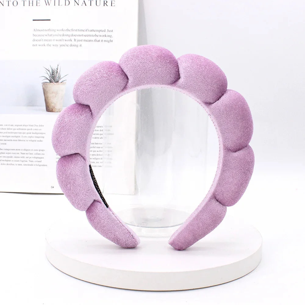 Velvet Sponge Spa Headband – Wide Padded Makeup & Face Washing Hairband for Skincare, Shower & Beauty Routine for Women & Girls