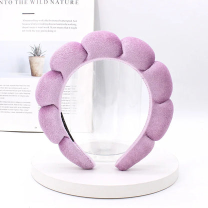 Velvet Sponge Spa Headband – Wide Padded Makeup & Face Washing Hairband for Skincare, Shower & Beauty Routine for Women & Girls