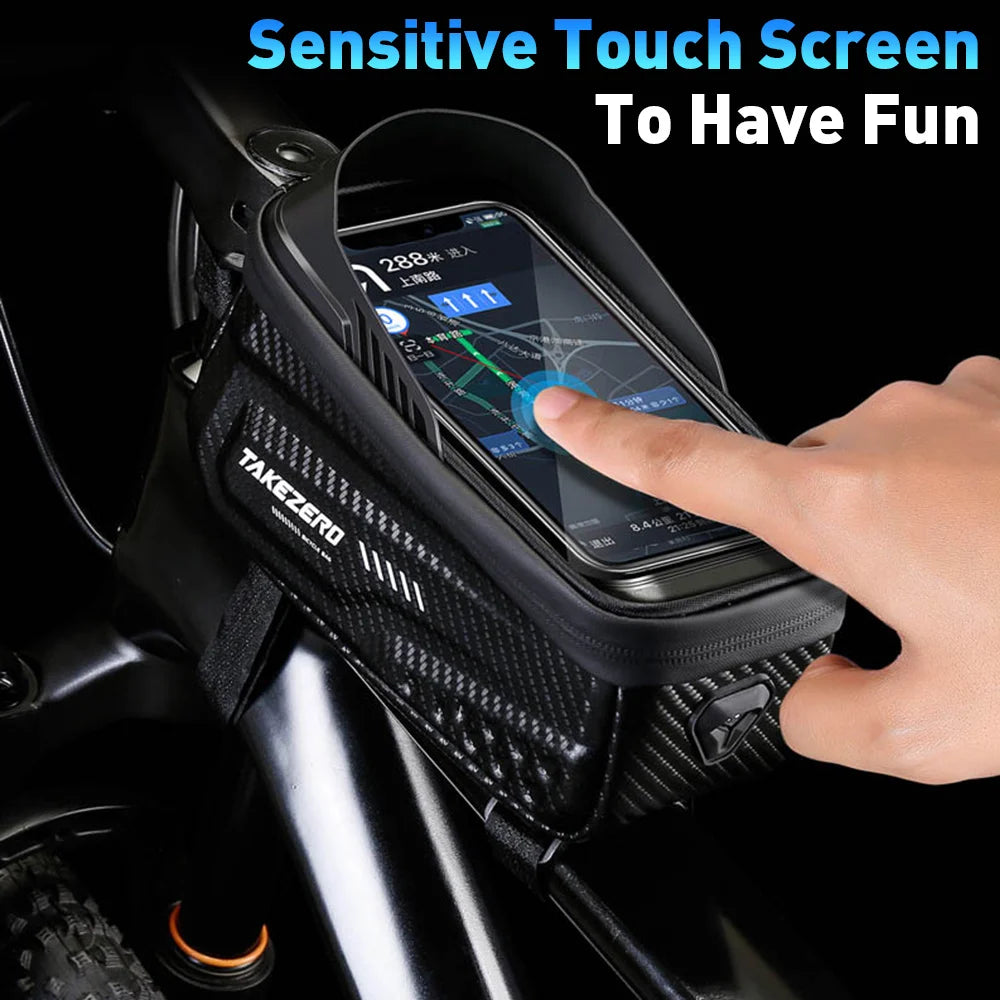 NEWBOLER Bicycle Bag – Waterproof Cycling Top Tube Frame Bag with 6.5-Inch Phone Case, Touch Screen Storage for MTB and Road Bikes