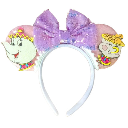 Mickey Mouse Ears Headband with Bow – Sequin Candy Cosplay Costume Party Accessory for Girls & Women, Christmas Gift