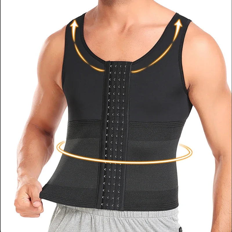 Men’s Slimming Body Shaper Vest – Waist Trainer Compression Shirt, Tummy Control Corset Shapewear & Abdomen Slimming Underwear
