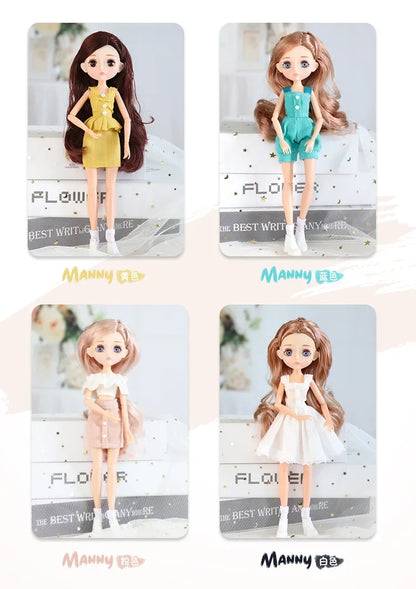 26cm BJD Doll for Girls – Purple Hair Fashion Princess with Big Eyes & Accessories Gift