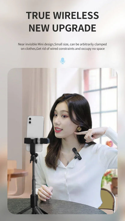 Basix Wireless Lavalier Microphone – Mini Windproof Audio Recorder with Replaceable Wool for iPhone 16, Vlog & YouTube Shooting