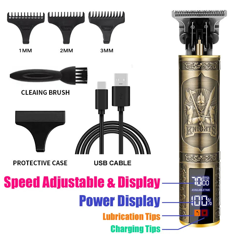 Vintage T9 Professional Electric Hair Clipper & Beard Trimmer – USB Rechargeable Portable Grooming Shaver for Men’s Hair Care & Styling Tool