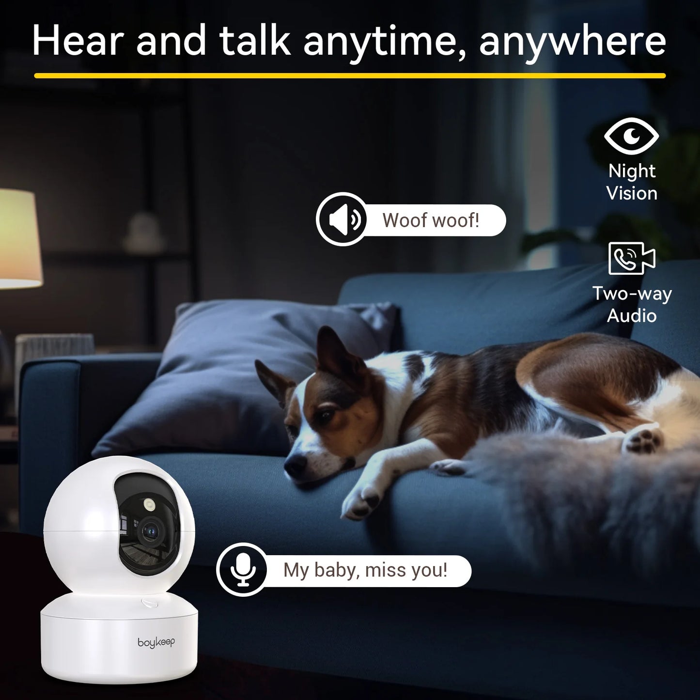 BoyKeep 2K Smart WiFi Security Camera – 360° Pan & Tilt Indoor Baby Monitor with 5G/2.4GHz, Night Vision & Two-Way Audio (K30)