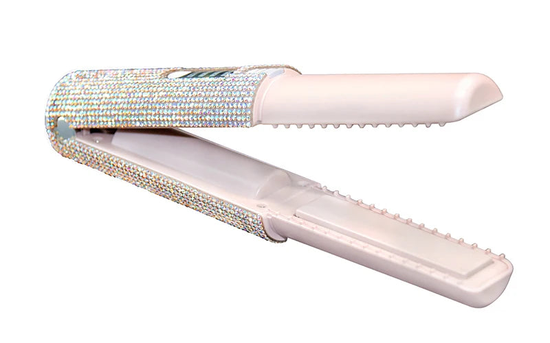 2-in-1 Wireless Hair Straightener & Curler – USB Rechargeable Diamond Design Styling Brush for Travel & Home